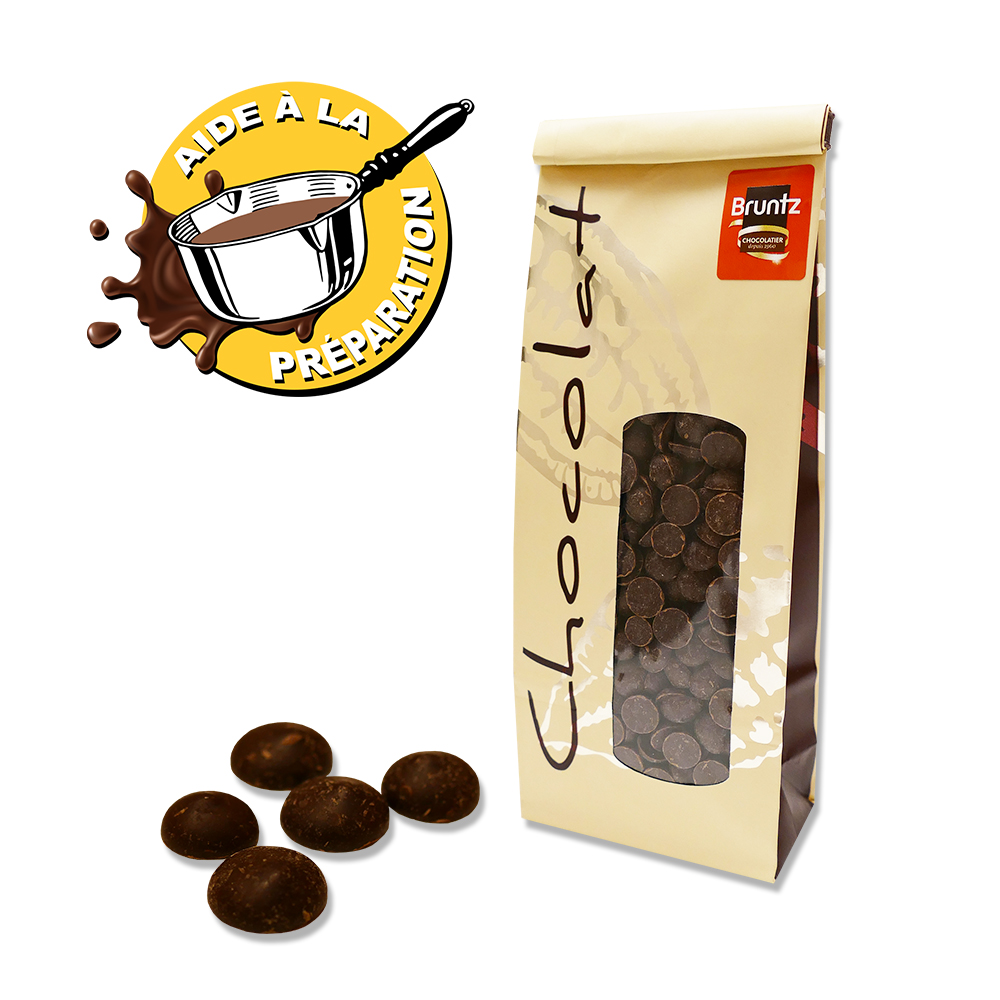 Pastilles Noir chocolat de couverture - Chocolaterie Bruntz